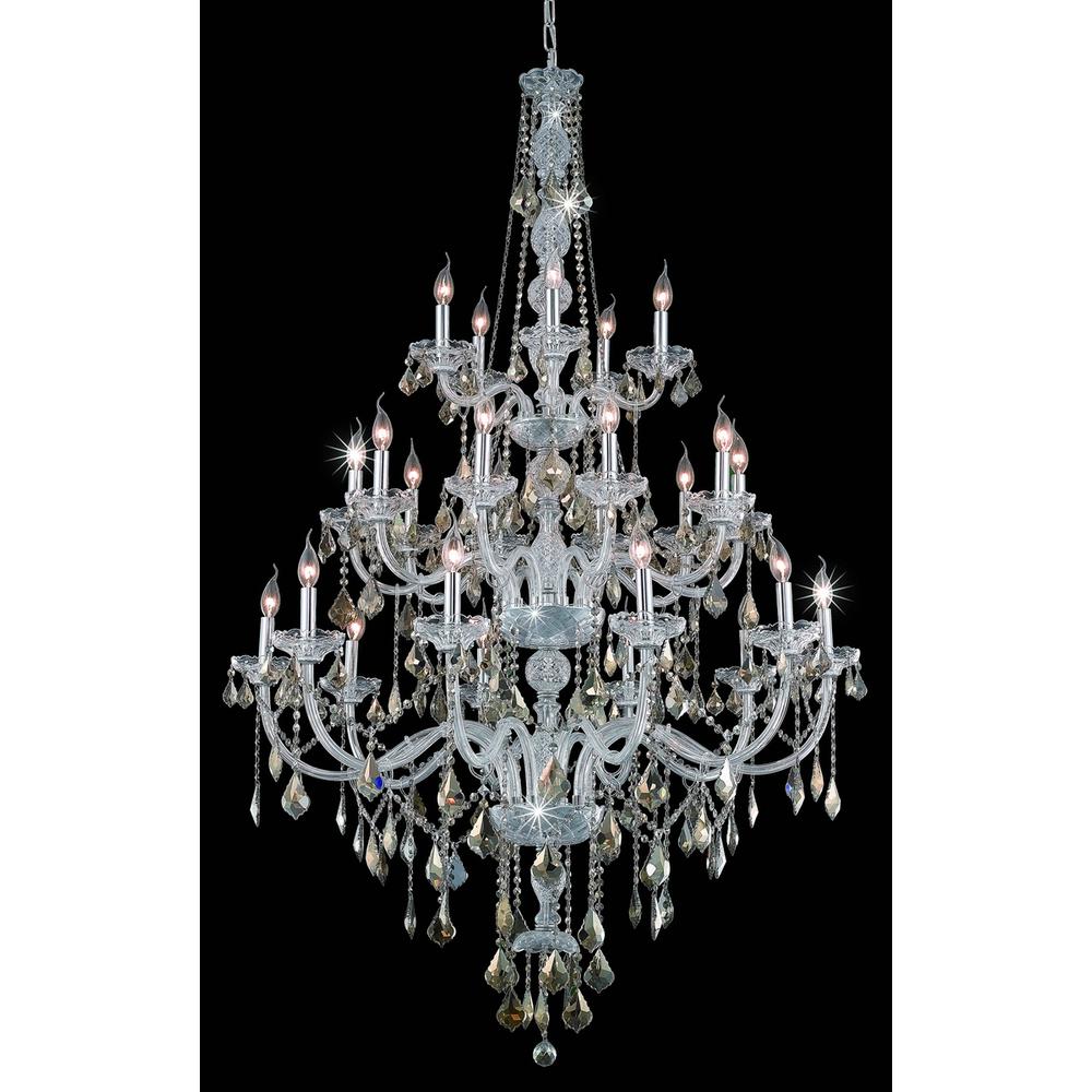 Verona 25 light Chrome Chandelier Golden Teak (Smoky) Royal Cut Crystal. Picture 1
