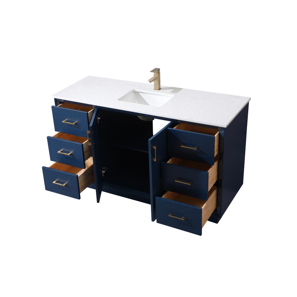 60 Inch SIngle Bathroom Vanity In Blue. Picture 9