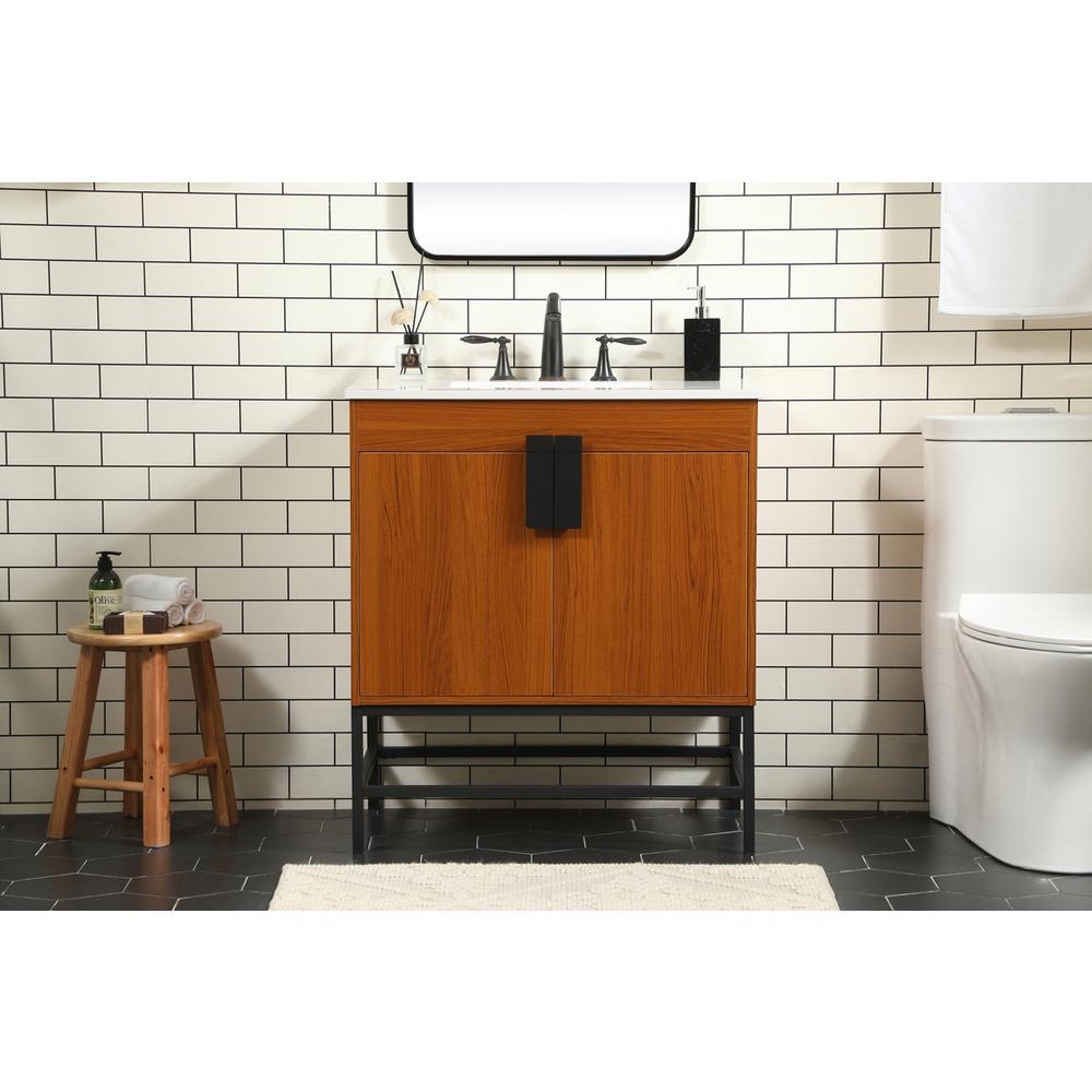 30 inch Single bathroom vanity in teak. Picture 14