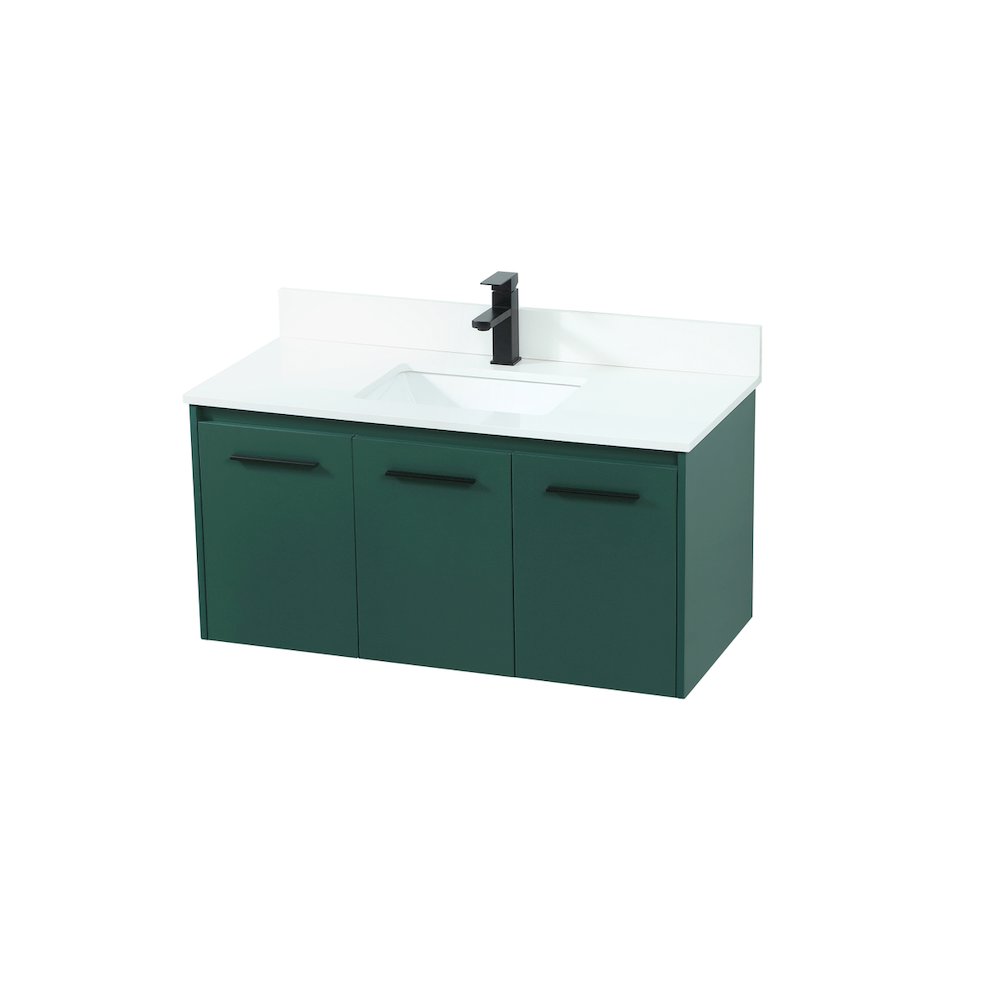 40 Inch Single Bathroom Vanity In Green With Backsplash. Picture 9
