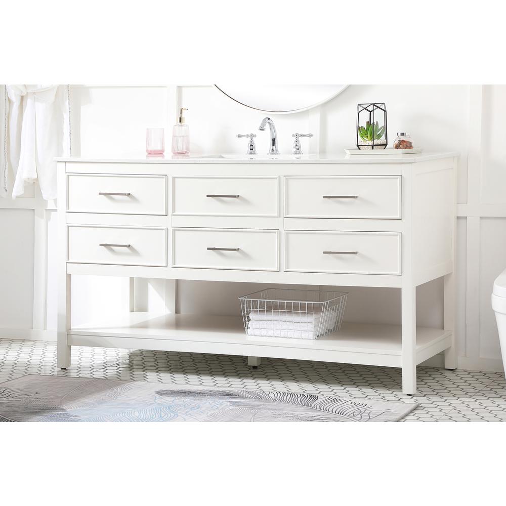 60 inch Single bathroom vanity in white. Picture 2
