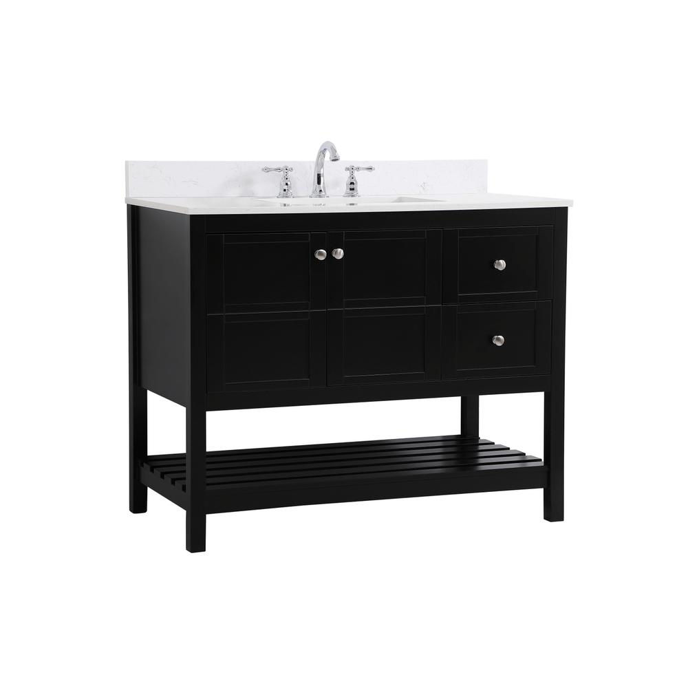 42 inch Single Bathroom Vanity in Black with Backsplash. Picture 7