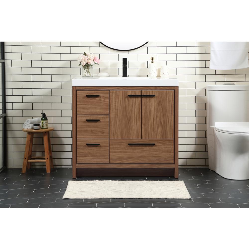36 inch Single bathroom vanity in walnut brown. Picture 14