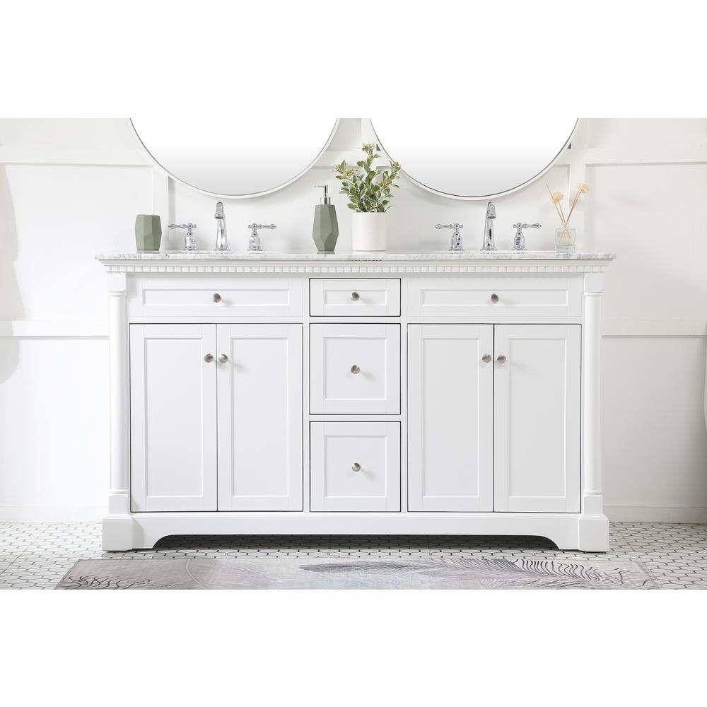 60 inch double bathroom vanity in White. Picture 14