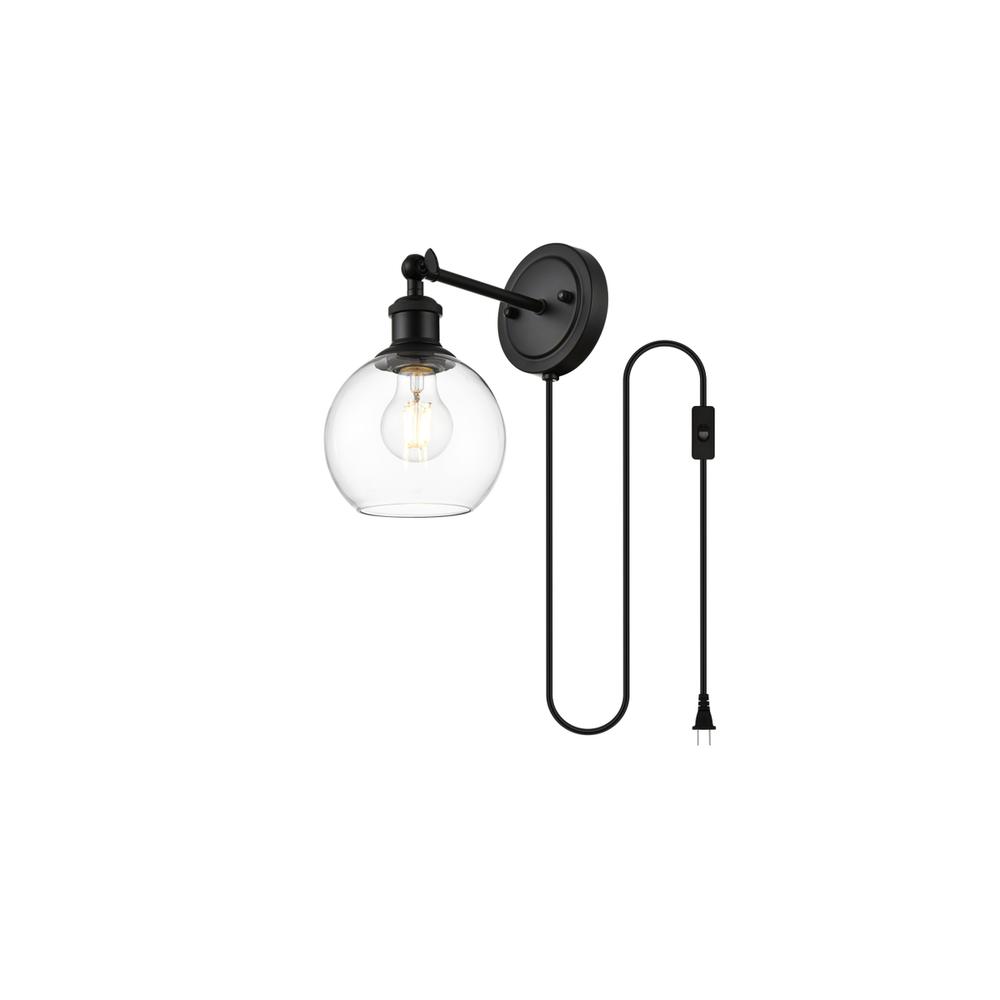 Wesson 1 light Black and Clear plug in wall sconce. Picture 2