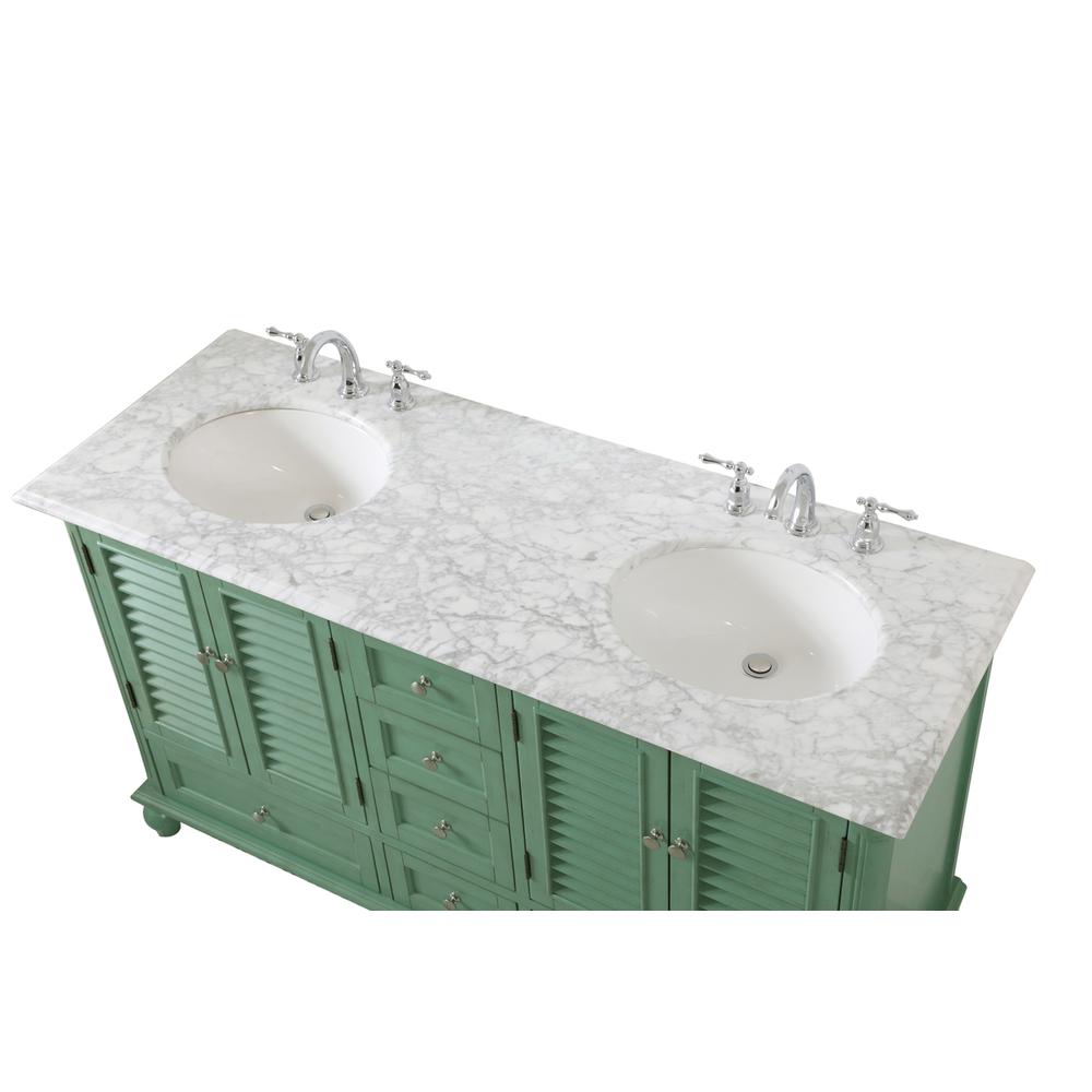 60 inch Double Bathroom Vanity in Vintage Mint. Picture 9