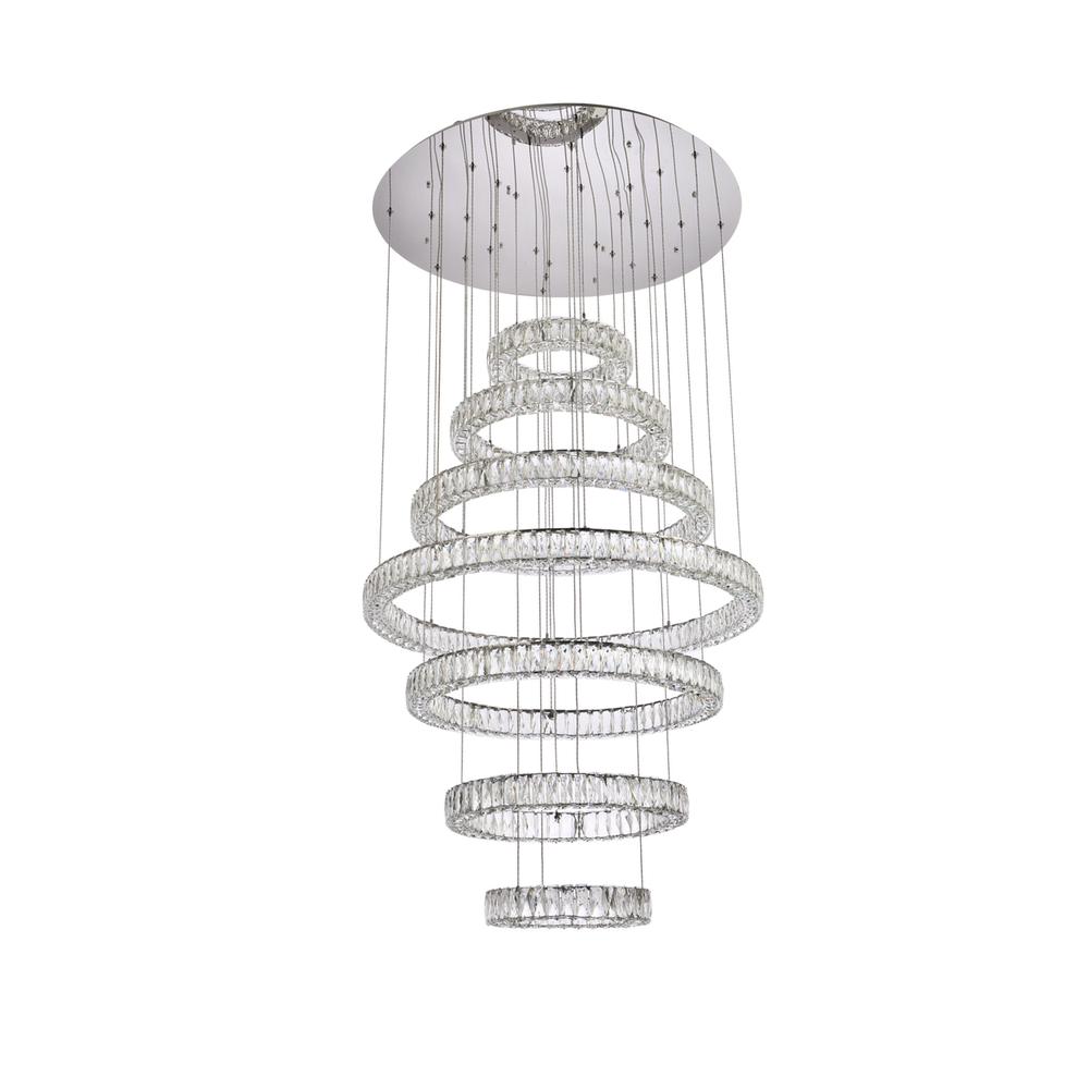 Monroe 40 inch LED seven ring chandelier in chrome. Picture 6