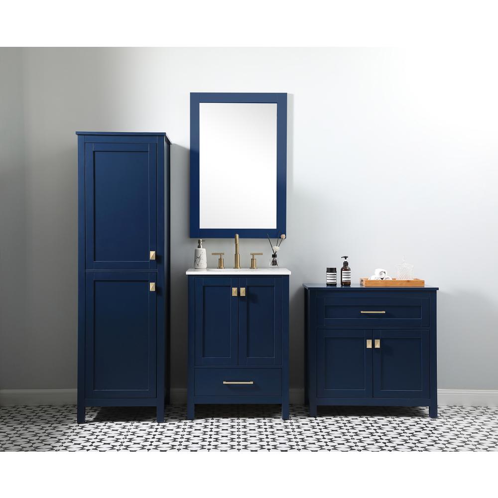 20 Inch Wide Bathroom Linen Storage Freestanding Cabinet In Blue. Picture 10