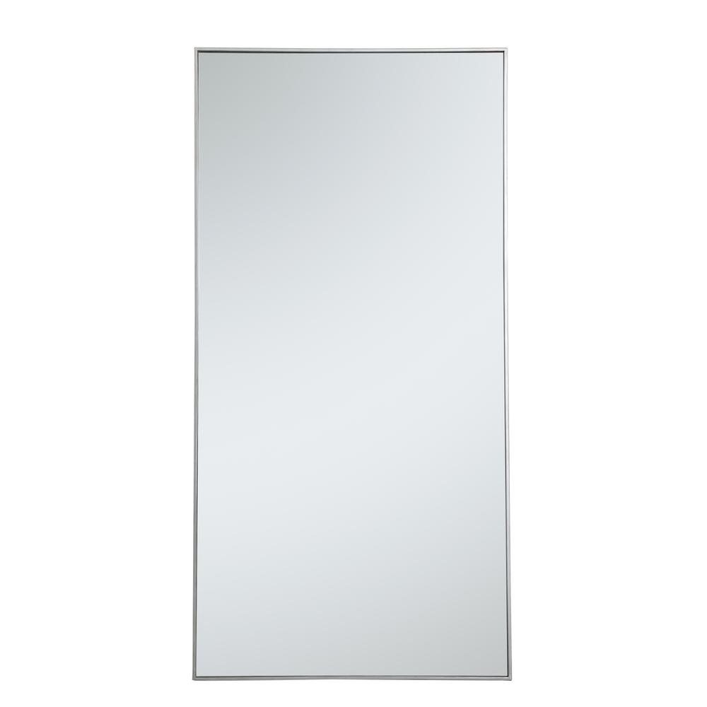 Metal frame rectangle mirror 36 inch in silver. Picture 1