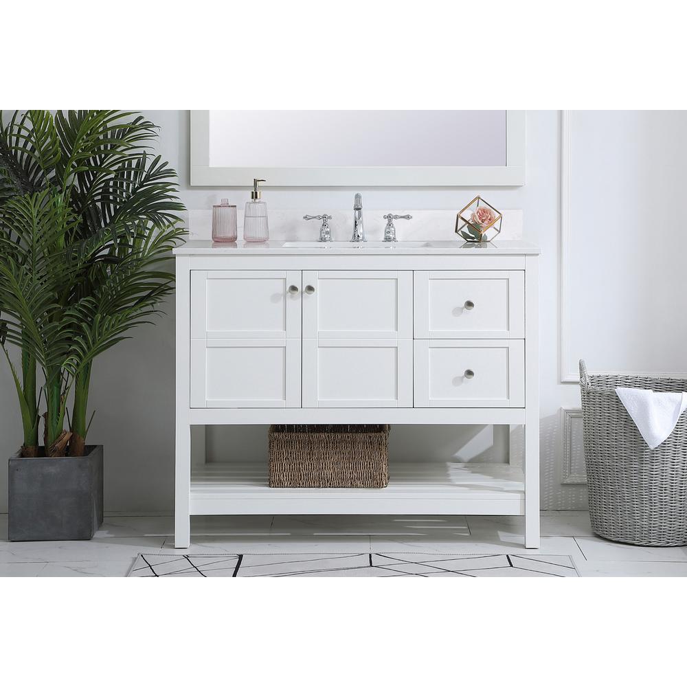 42 inch Single Bathroom Vanity in White with Backsplash. Picture 14