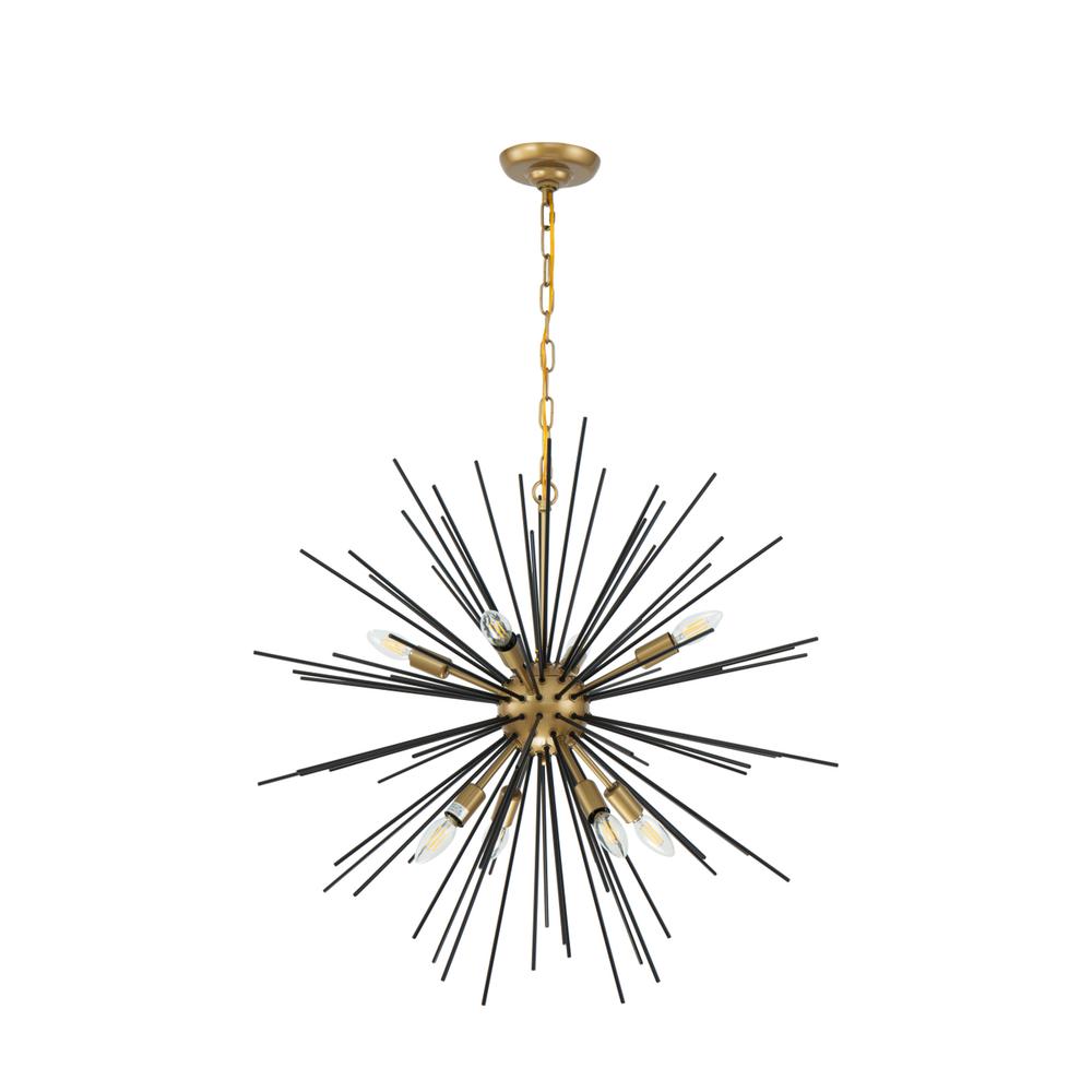 Timber 8 light Brass and Black pendant. Picture 2