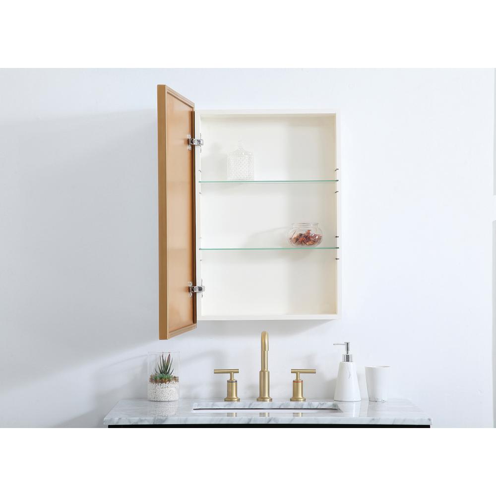 Metal mirror medicine cabinet 20 inch x 28 inch in Brass. Picture 3