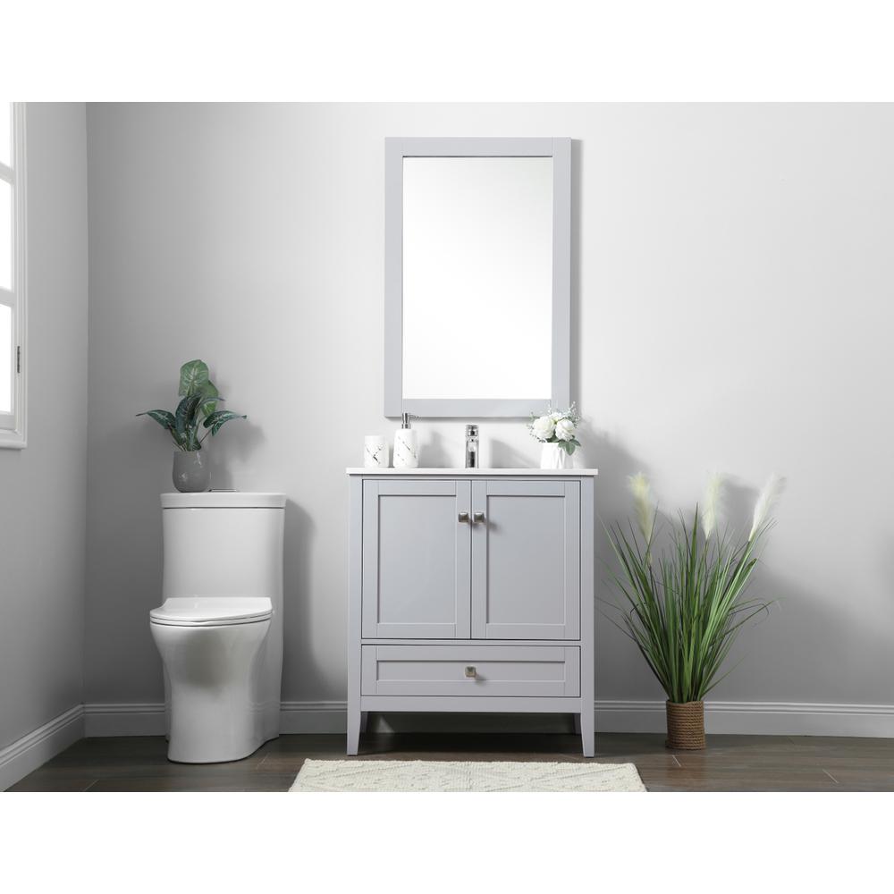 30 Inch SIngle Bathroom Vanity In Grey. Picture 4