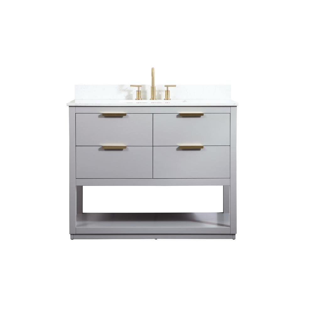 42 inch Single bathroom vanity in grey with backsplash. Picture 1