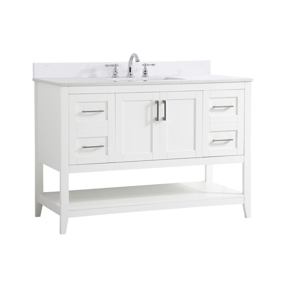 48 inch Single Bathroom Vanity in White with Backsplash. Picture 8