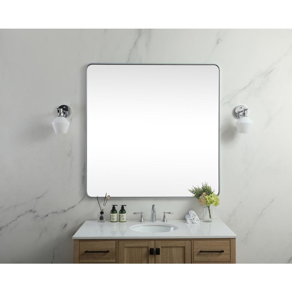 Soft corner metal square mirror 48x48 inch in Silver. Picture 9