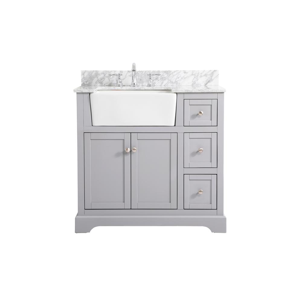 36 inch Single bathroom vanity in grey with backsplash. Picture 1