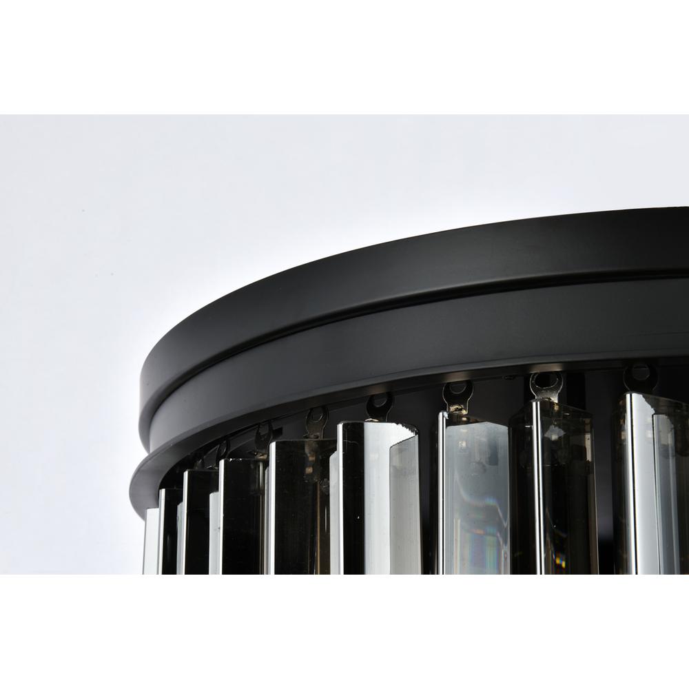 Sydney 9 light Matte Black Flush Mount Silver Shade (Grey) Royal Cut Crystal. Picture 3