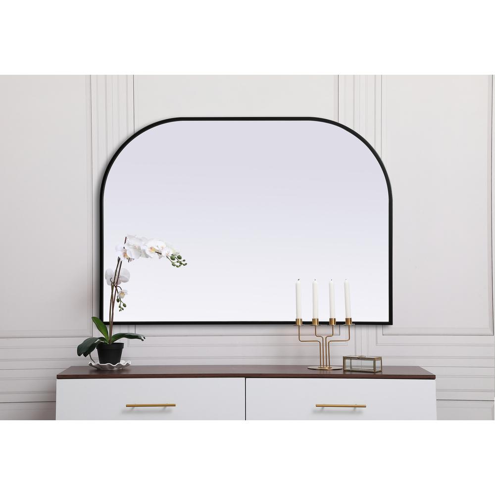 Metal Frame Arch Mirror 42x30 Inch in Black. Picture 3