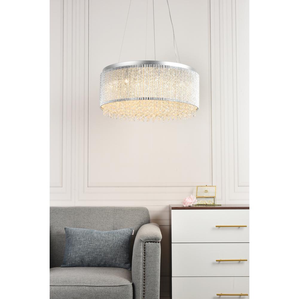 Influx 14 light Chrome Pendant Clear Royal Cut Crystal. Picture 9