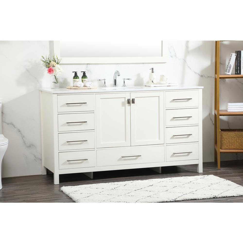 60 inch Single bathroom vanity in white. Picture 2