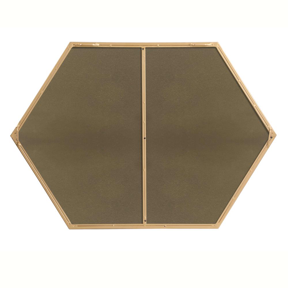 Metal frame hexagon mirror 24 inch in Brass. Picture 11