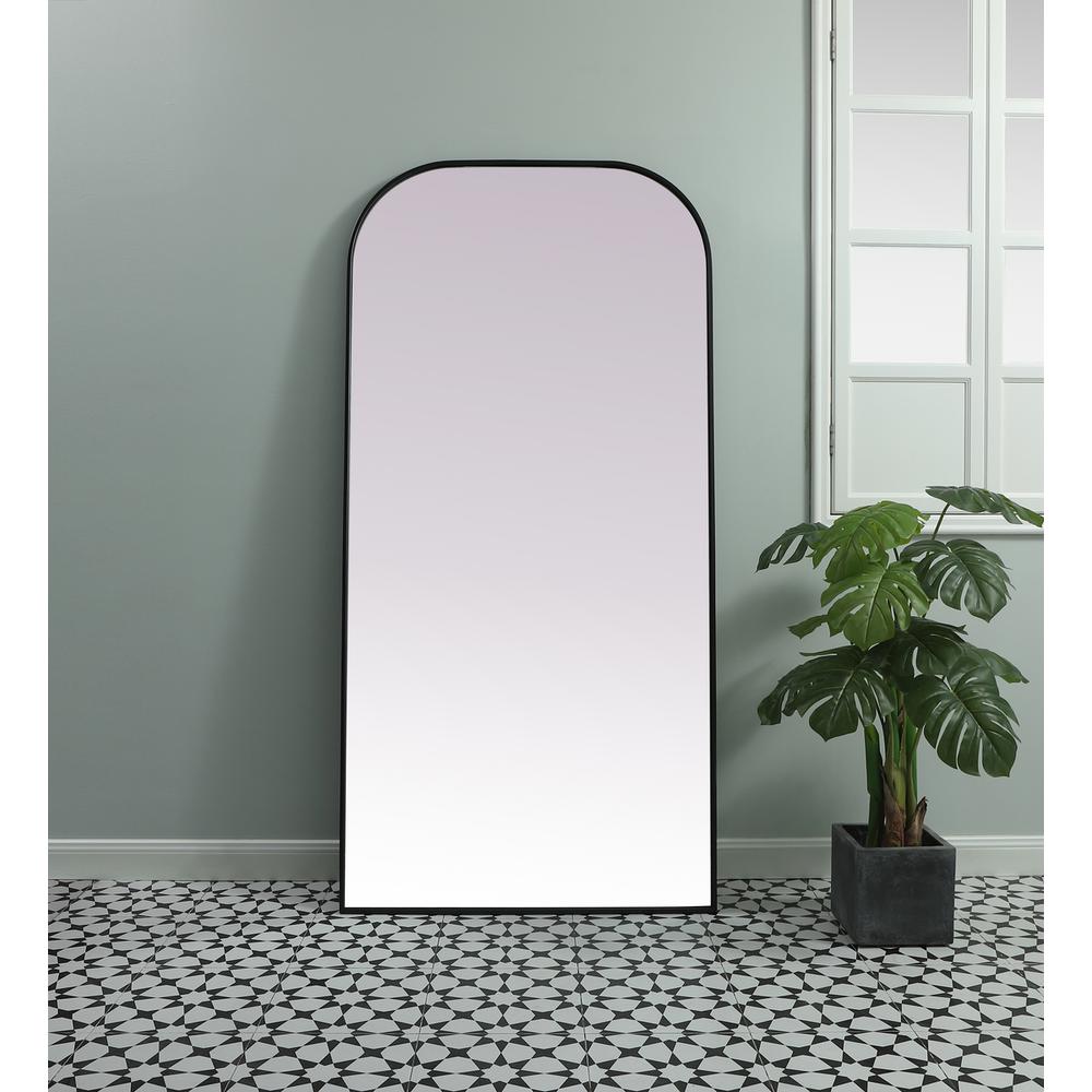 Metal Frame Arch Full Length Mirror 35x72 Inch in Black. Picture 8