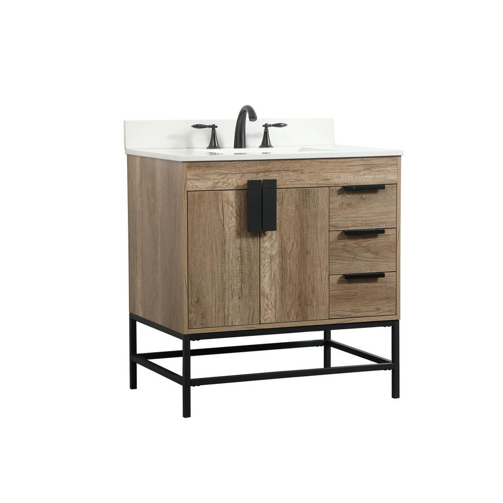 32 inch Single bathroom vanity in natural oak with backsplash. Picture 7