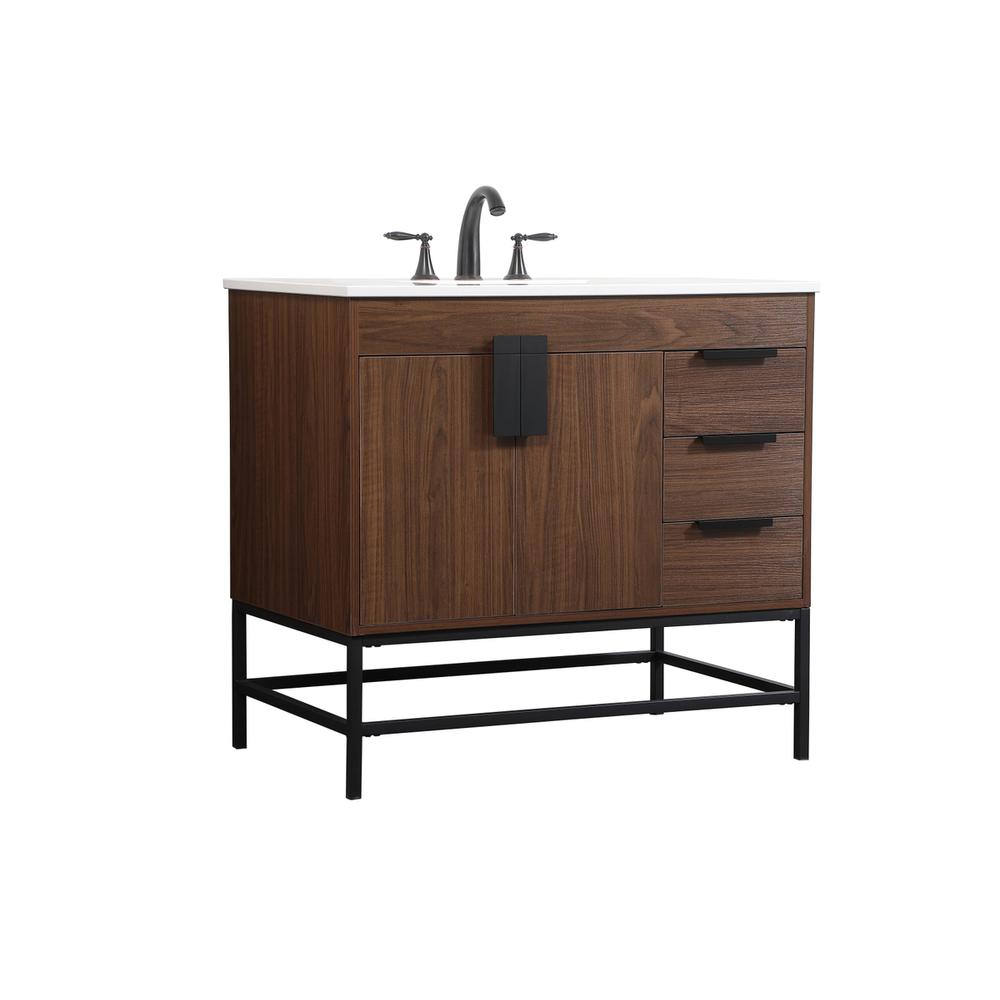 36 inch Single bathroom vanity in walnut. Picture 7
