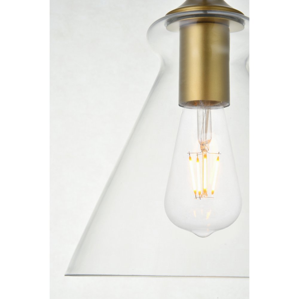 Destry 1 Light Brass Plug-In Pendant With Clear Glass. Picture 5