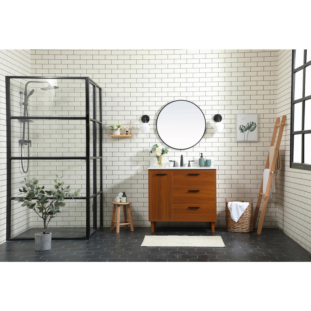 36 inch bathroom vanity in Teak with backsplash. Picture 4