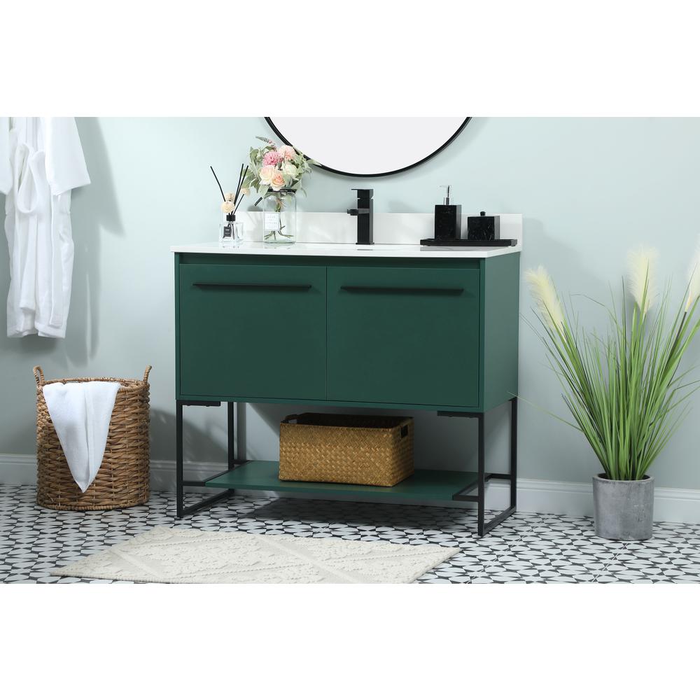 40 inch Single bathroom vanity in green with backsplash. Picture 2