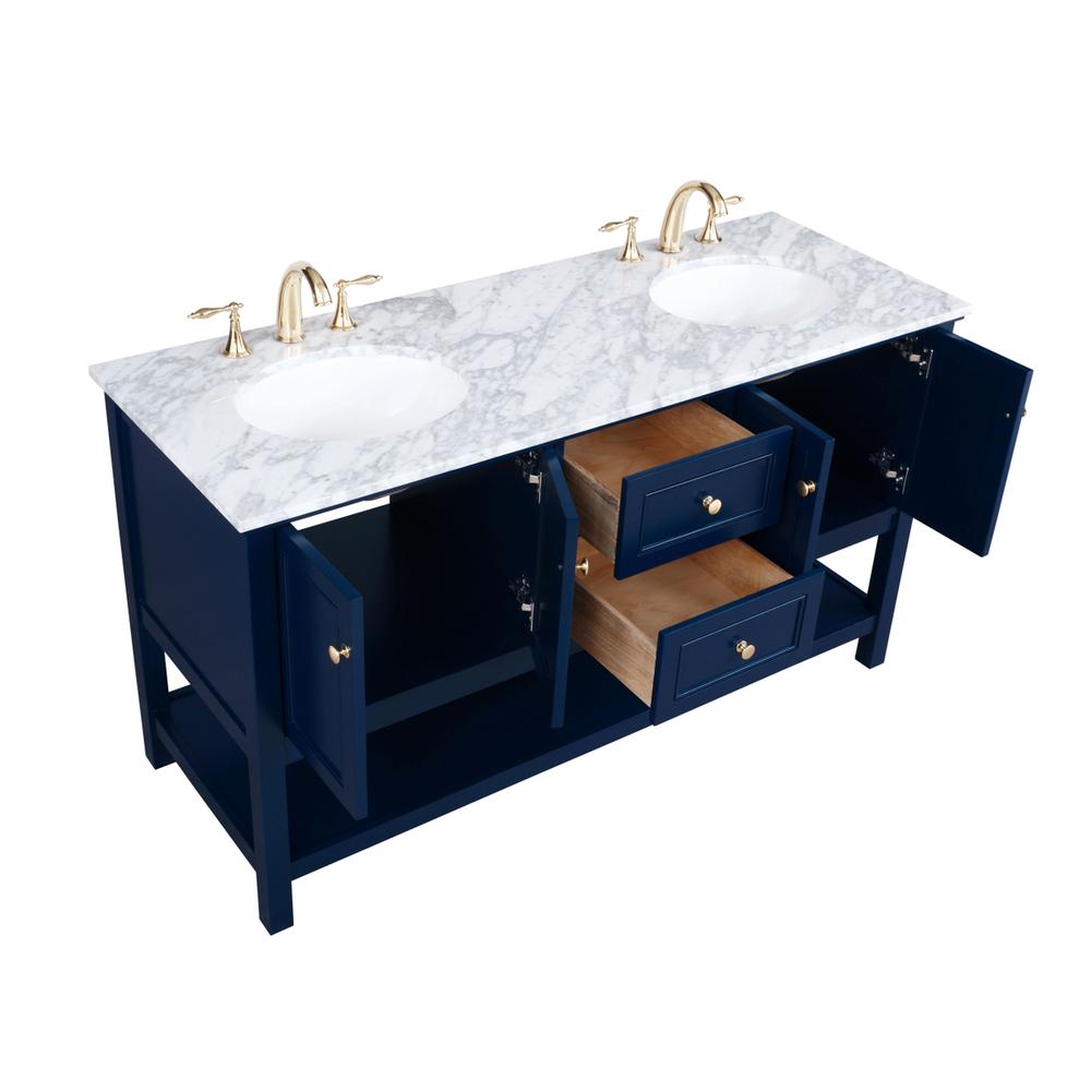 60 inch Single bathroom vanity in Blue. Picture 9