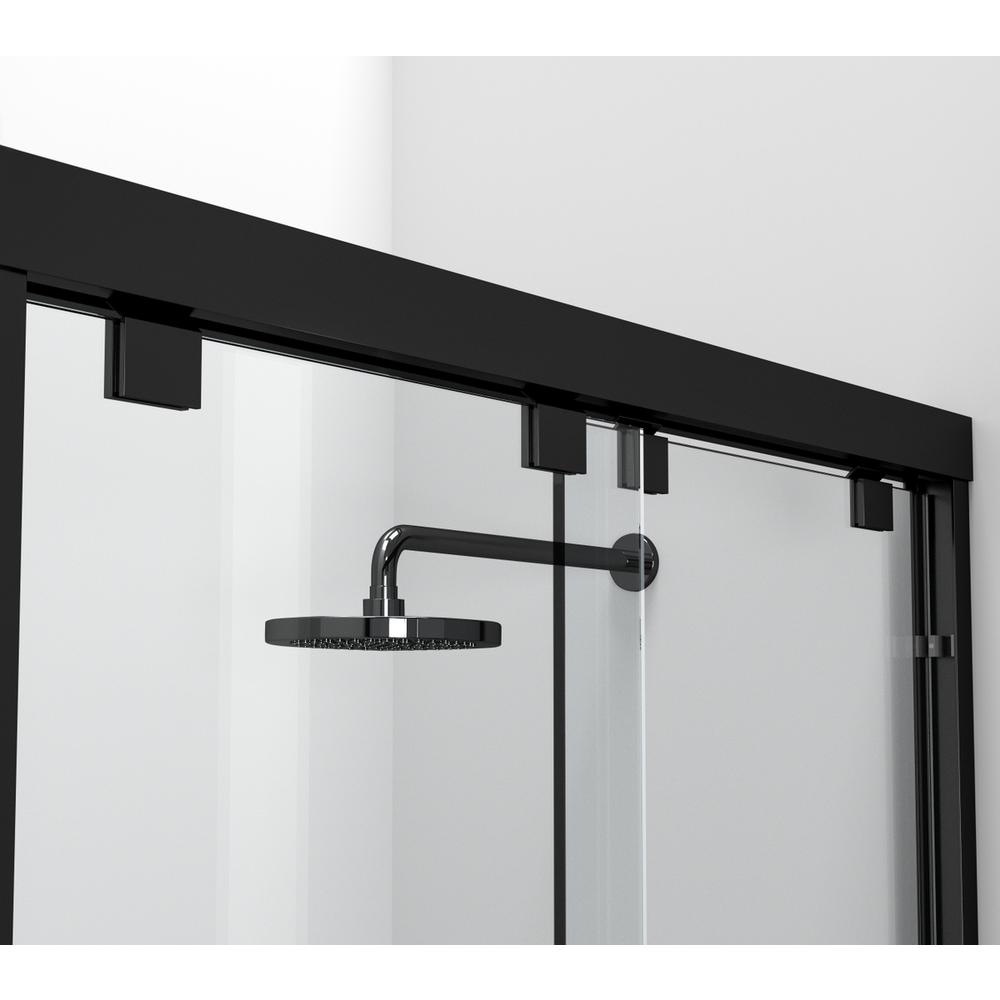 Semi-frameless shower door 60 x 76 Matte Black. Picture 5