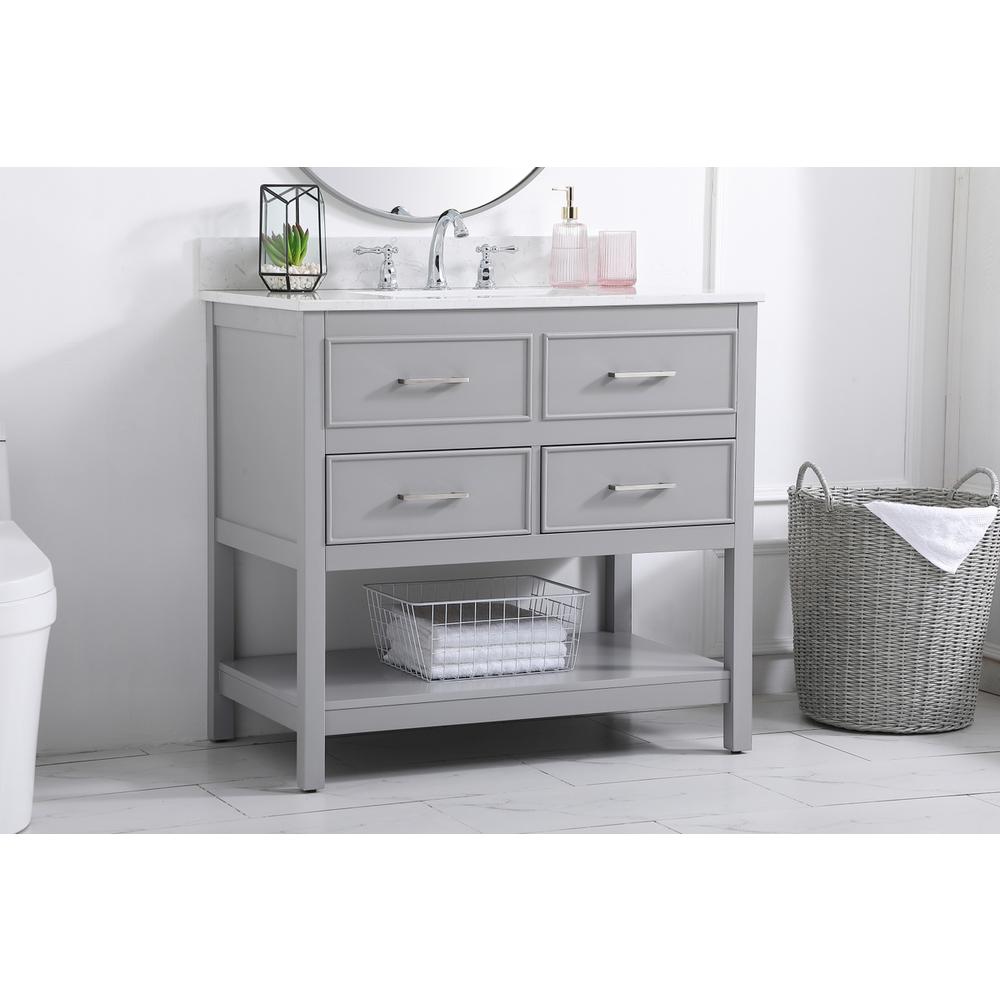 36 inch Single bathroom vanity in gray with backsplash. Picture 2