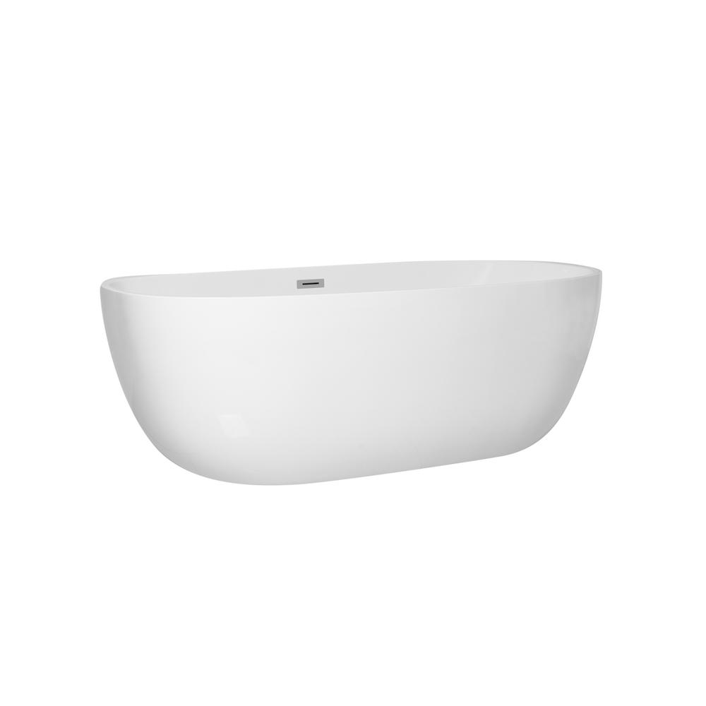 70 inch soaking roll top bathtub in glossy white. Picture 7
