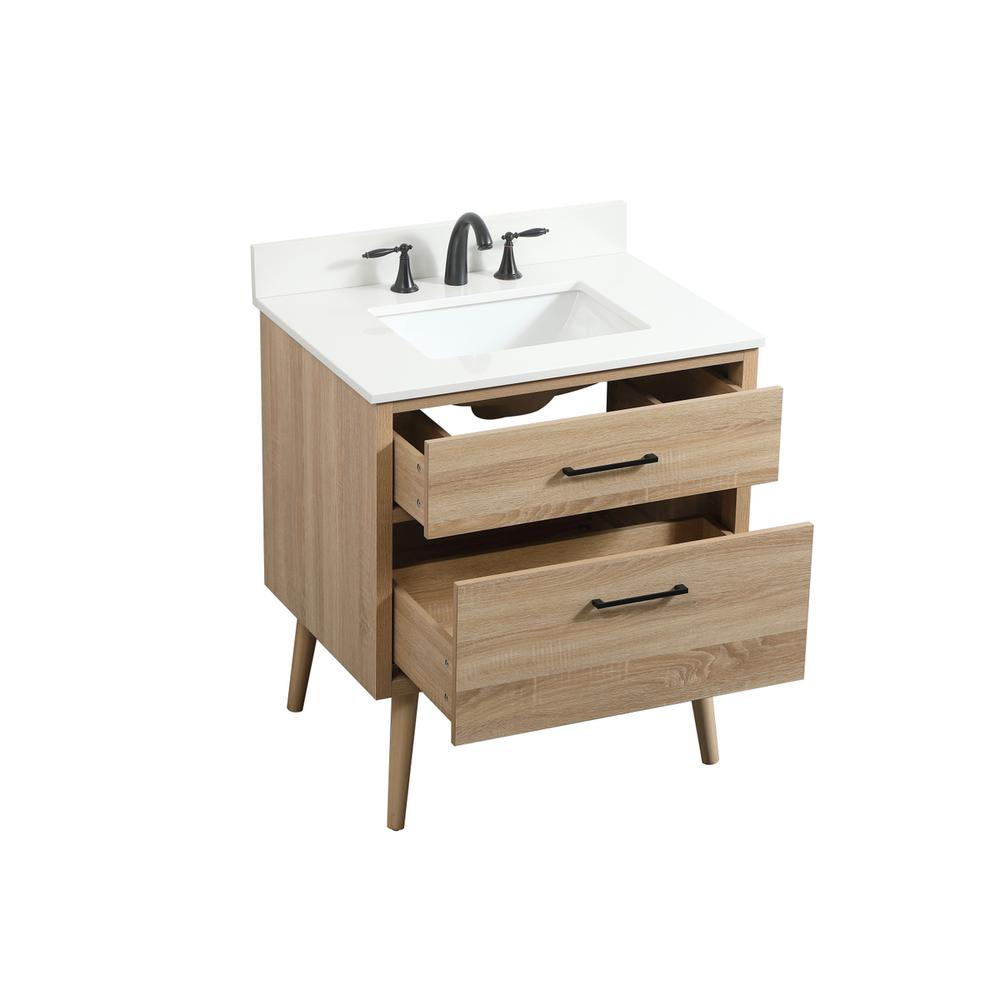 30 inch Single bathroom vanity in mango wood with backsplash. Picture 9