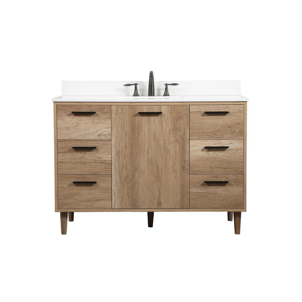 48 inch Single bathroom vanity in natural oak with backsplash. Picture 1