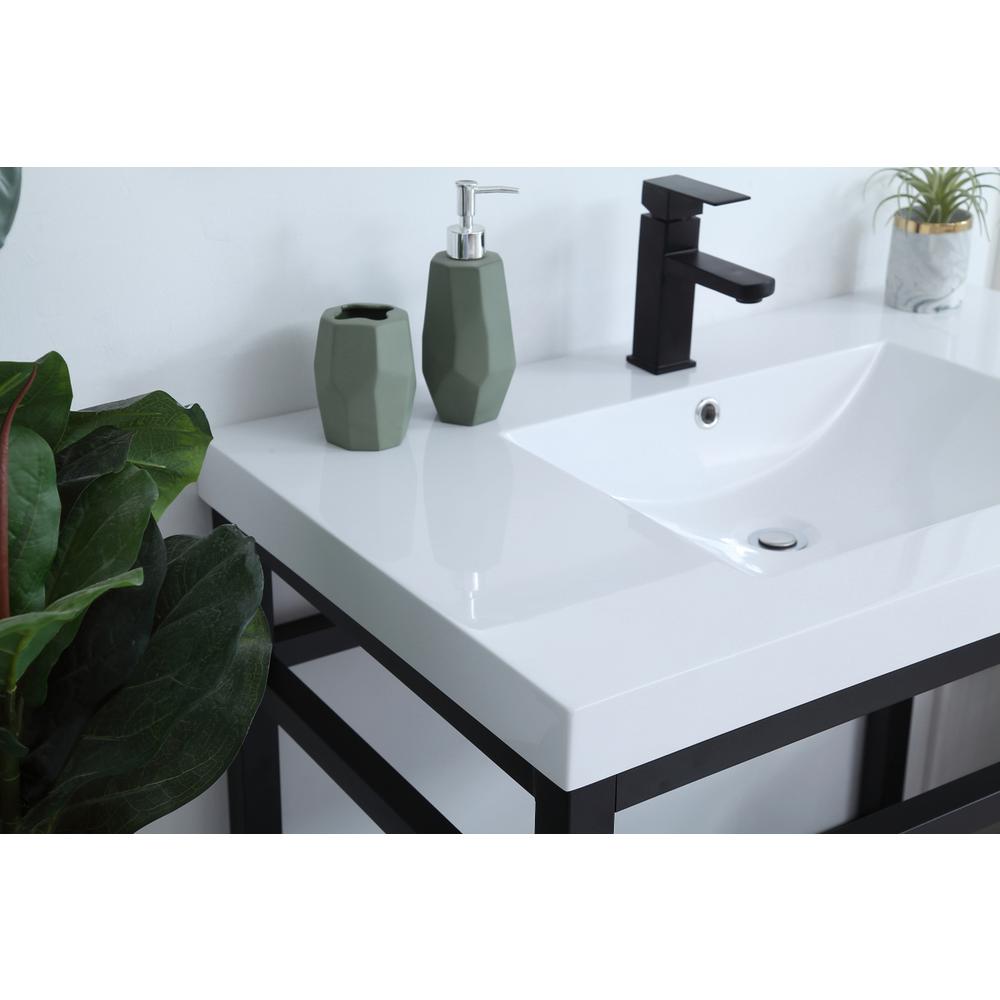 36 inch Single Bathroom Metal Vanity in Black. Picture 3