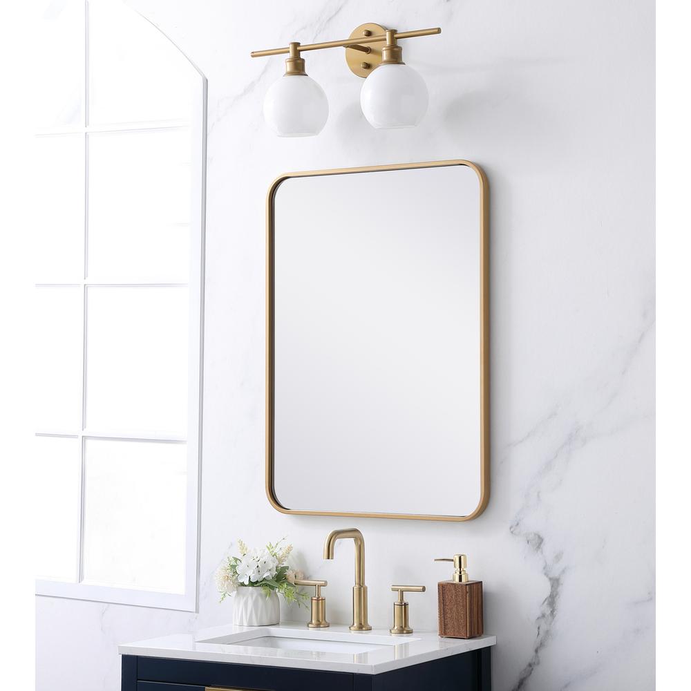Soft corner metal rectangular mirror 22x30 inch in Brass. Picture 2