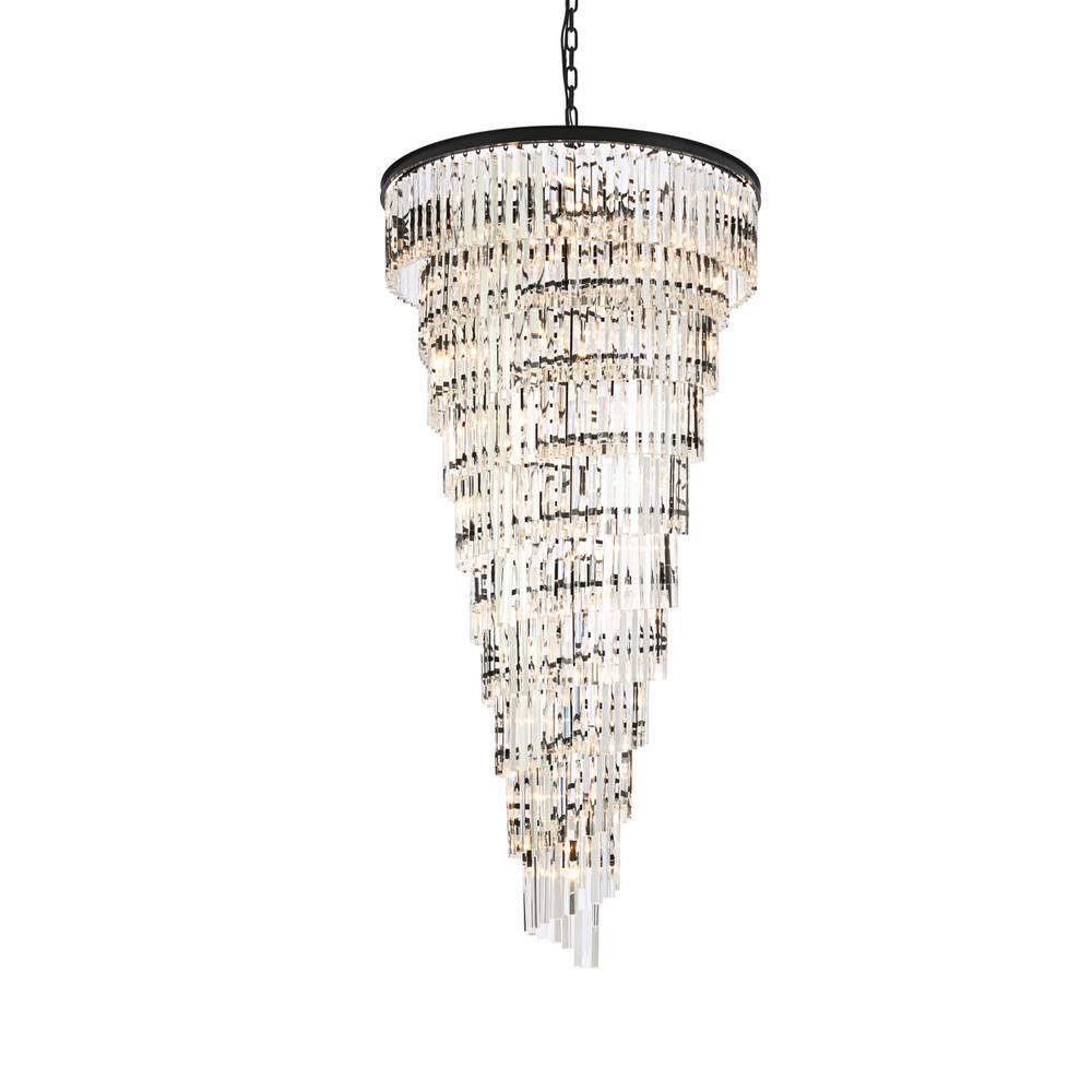 Sydney 36.5 inch spiral crystal chandelier in matte black. Picture 2