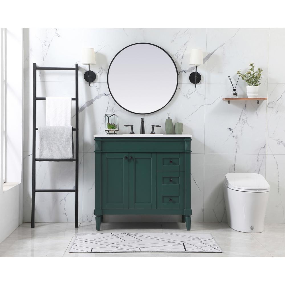 36 inch Single bathroom vanity in green. Picture 4