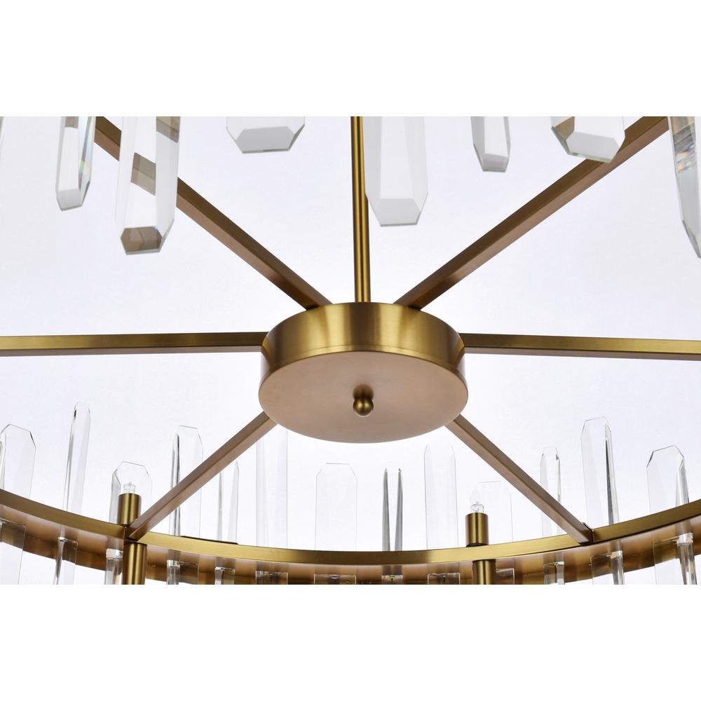 Serena 36 inch crystal round chandelier in satin gold. Picture 4