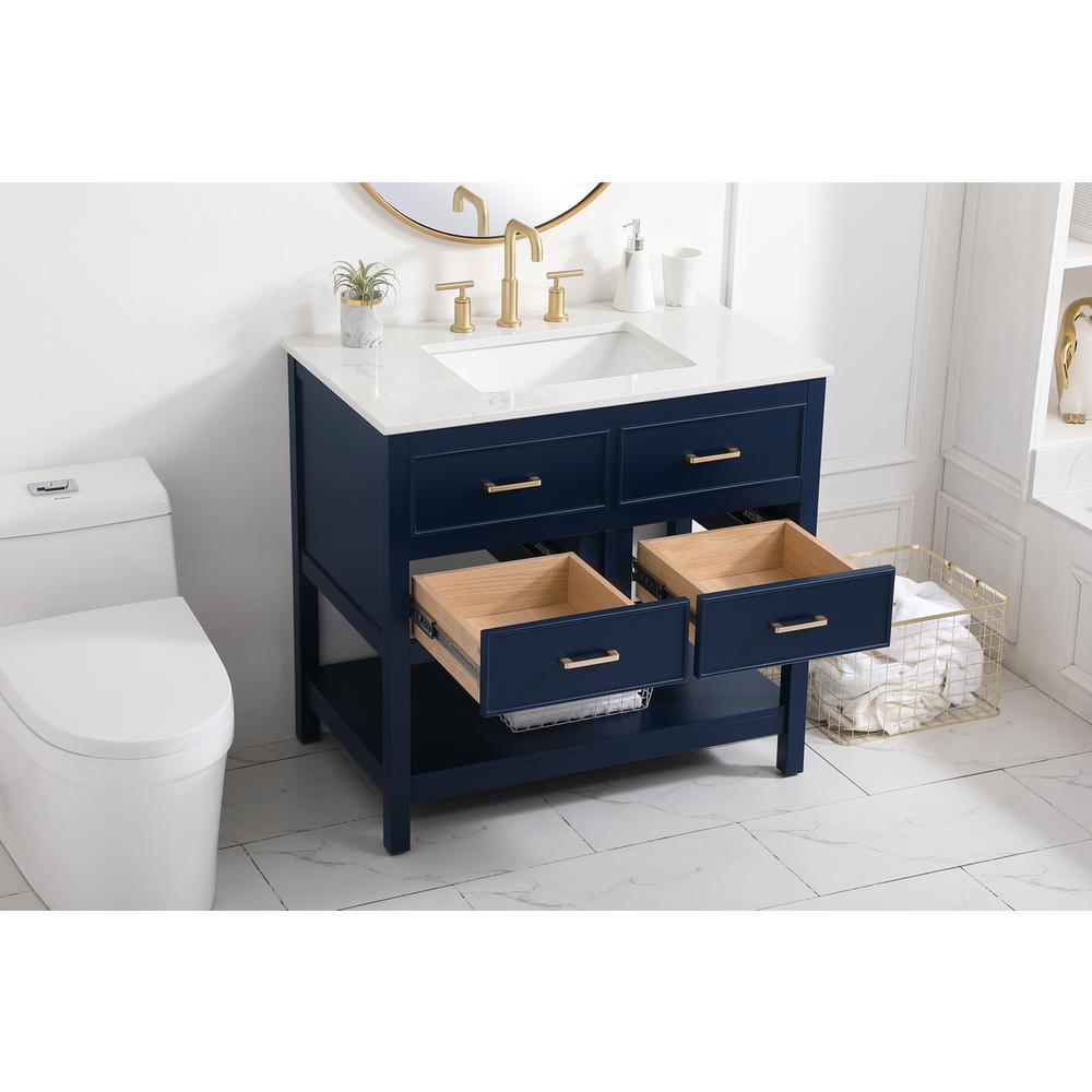 36 inch Single bathroom vanity in blue. Picture 3