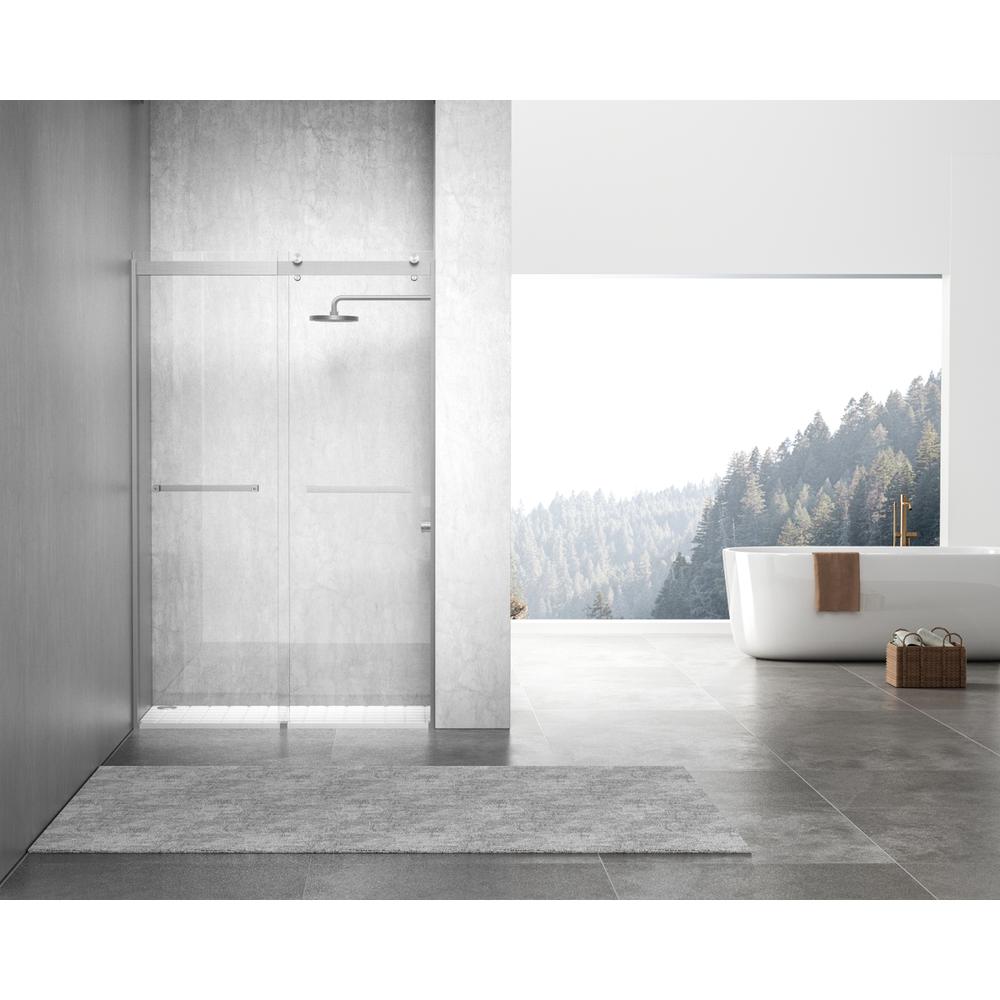 Semi-frameless shower door 48 x 76 Brushed Nickel. Picture 1