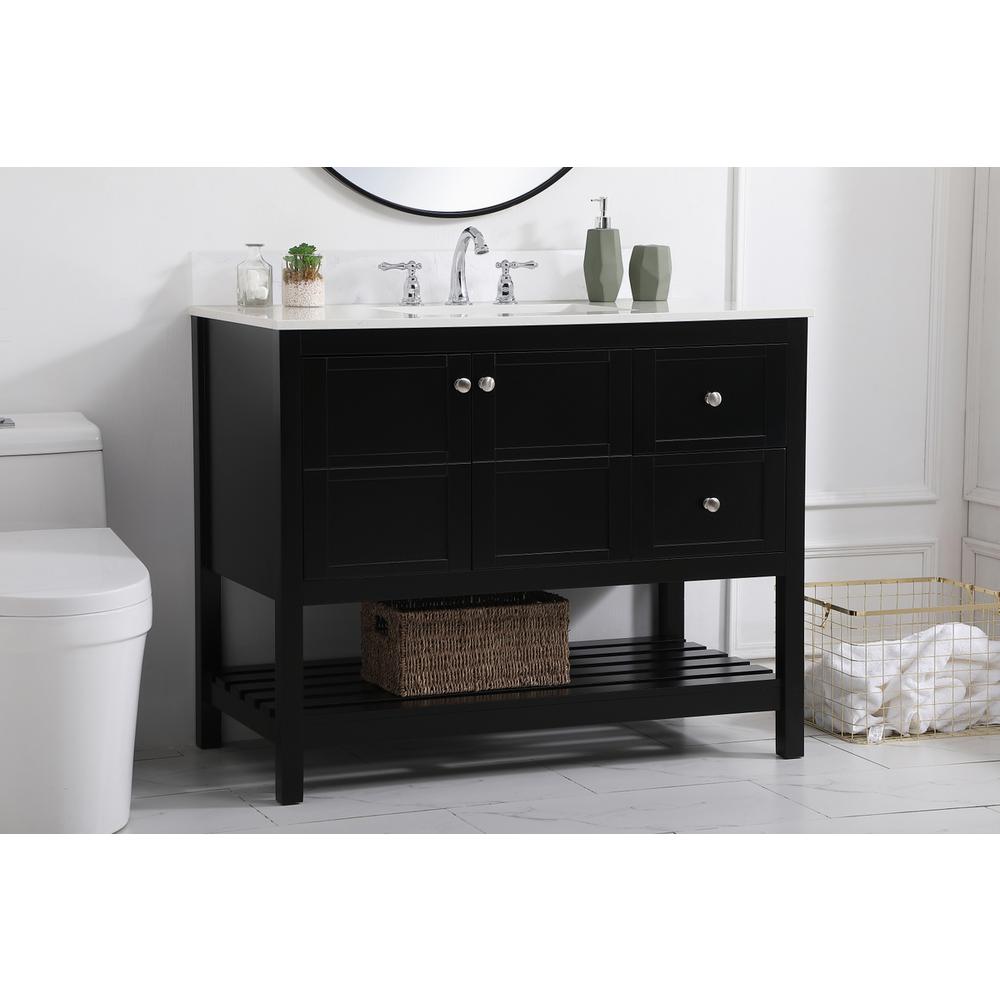 42 inch Single Bathroom Vanity in Black with Backsplash. Picture 2