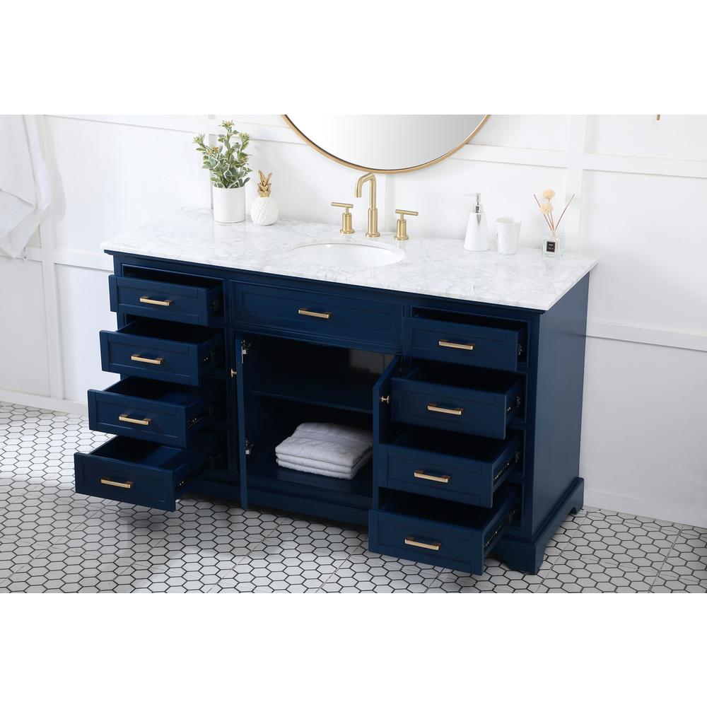 60 inch Single bathroom vanity in blue. Picture 3