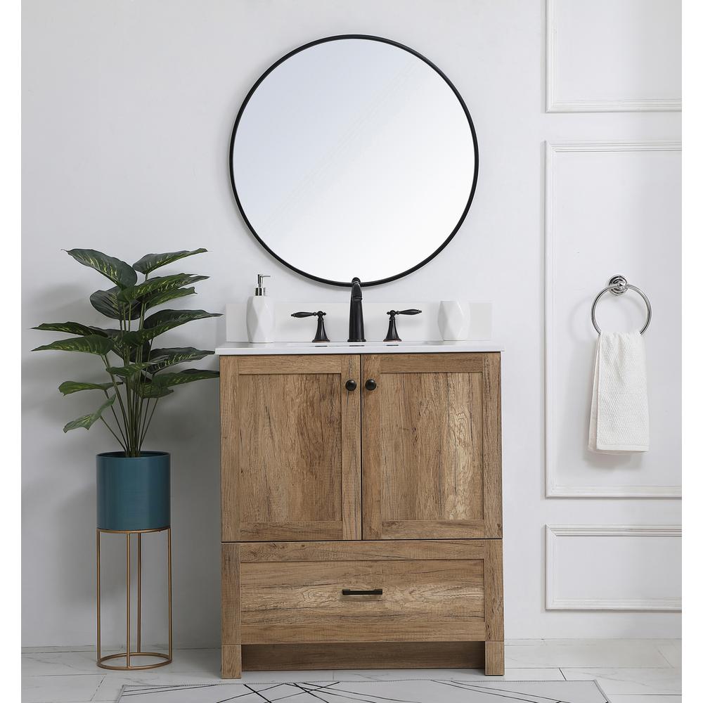 30 inch Single Bathroom Vanity in Natural oak with Backsplash. Picture 4