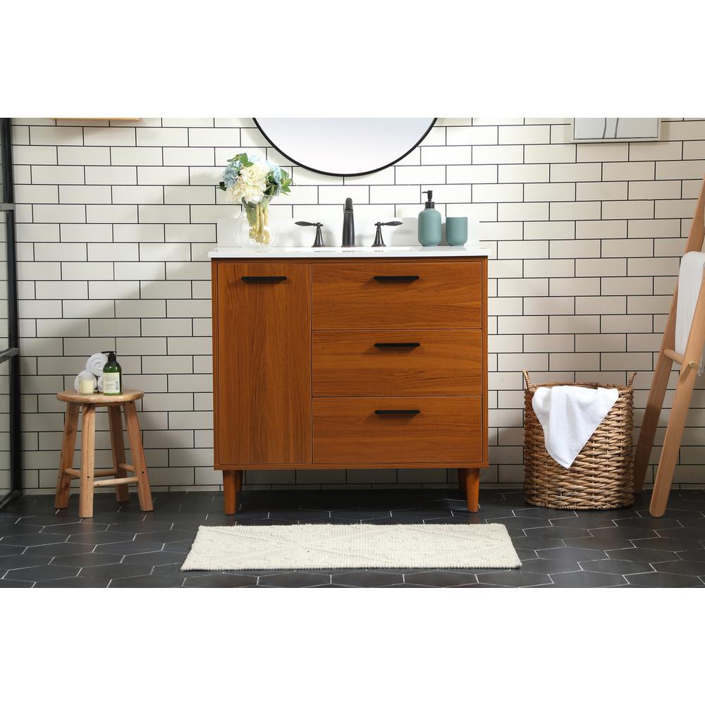 36 inch bathroom vanity in Teak with backsplash. Picture 14