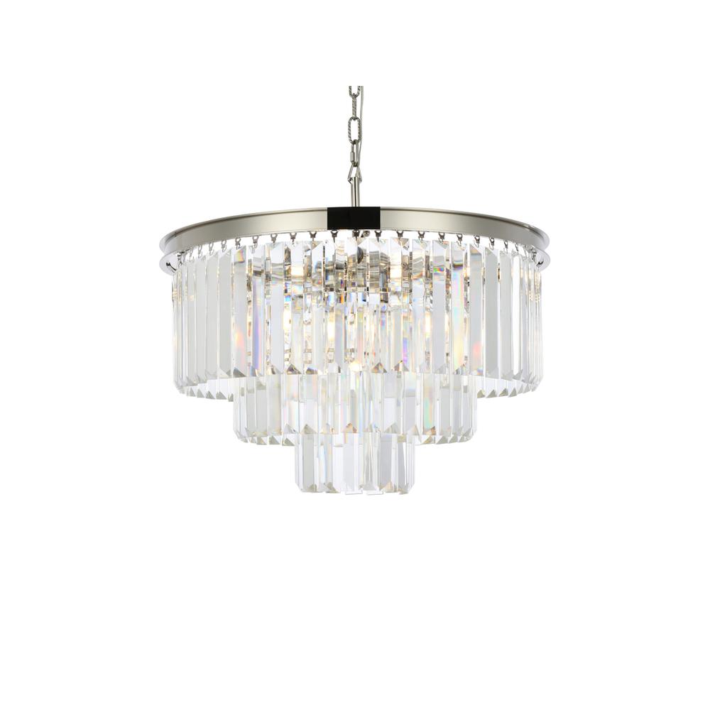 Sydney 9 light polished nickel Chandelier Clear Royal Cut Crystal. Picture 2